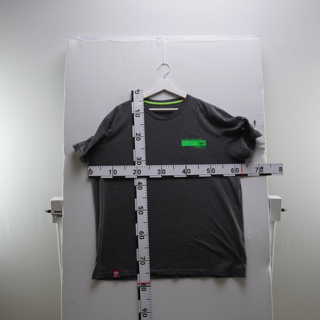 Camiseta de Manga Corta Alpha Industries para Hombre Usada - Gris, XXL