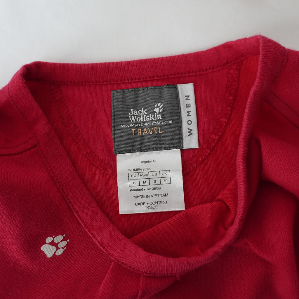 Camiseta de Manga Corta Jack Wolfskin para Mujer - Roja, S, Usada en Muy Buen Estado