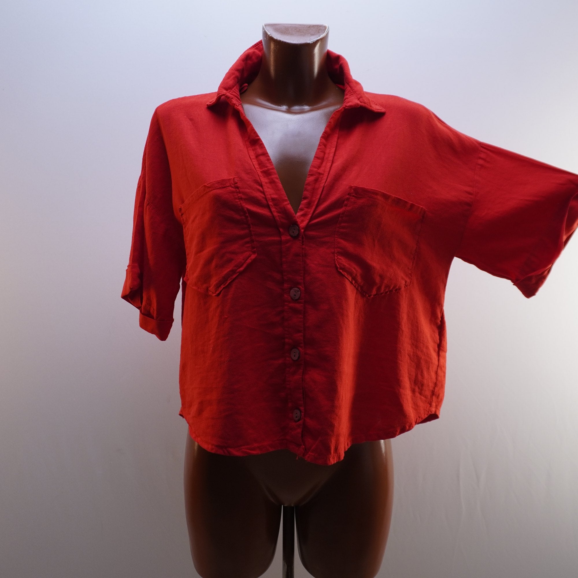 Camisa Henley Zara para Mujer Usada - Roja, M