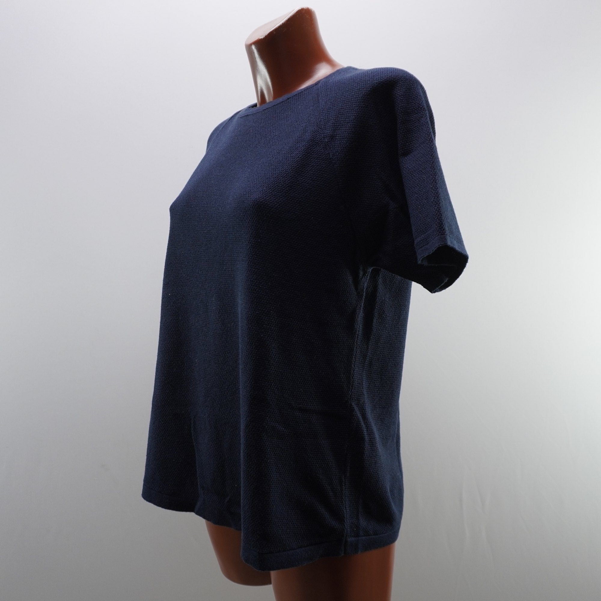 Camiseta de Manga Corta Pull & Bear para Mujer Usada - Azul Marino, S