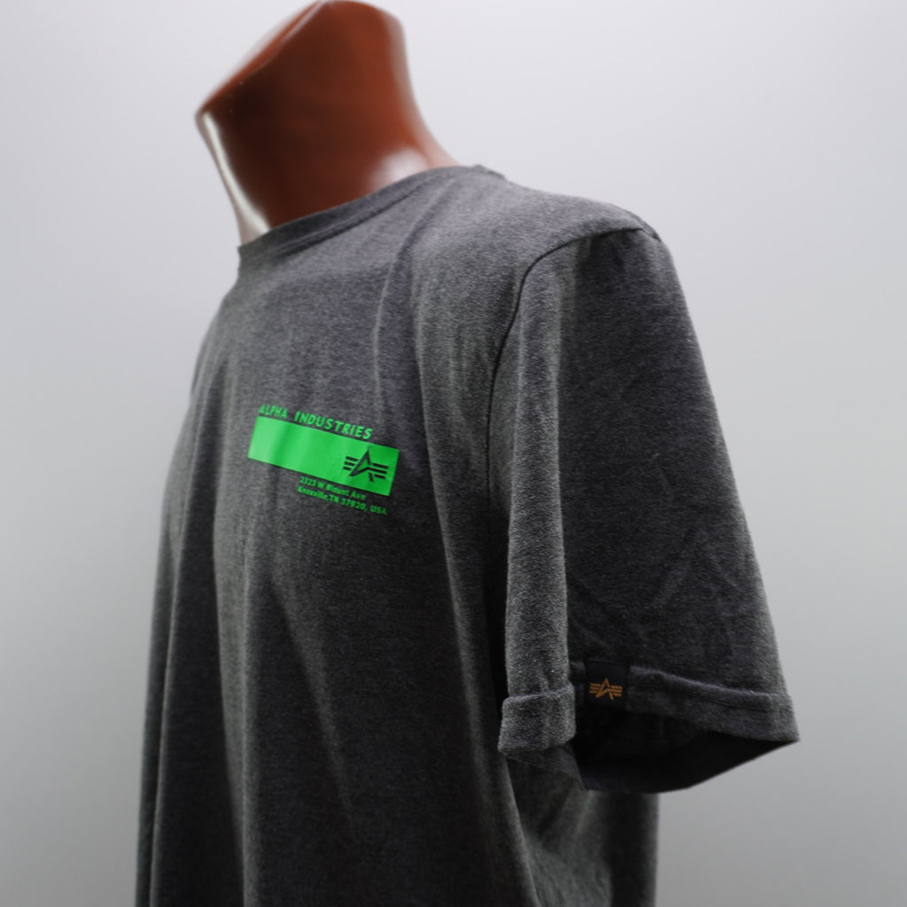 Camiseta de Manga Corta Alpha Industries para Hombre Usada - Gris, XXL