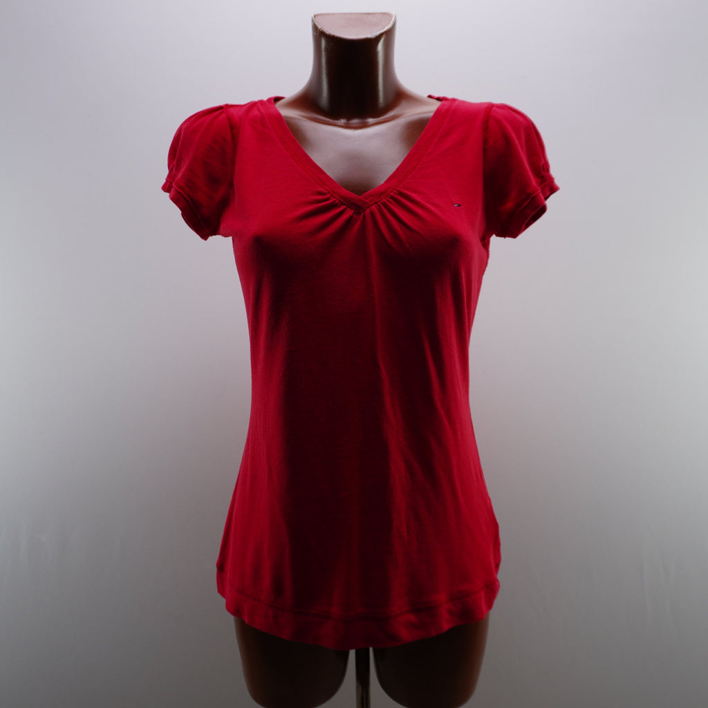 Camiseta de Manga Corta Tommy Hilfiger para Mujer Usada - Roja, L
