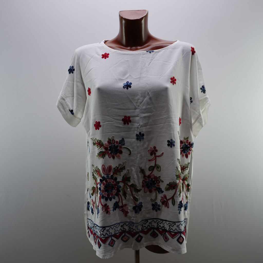 Camiseta de Manga Corta Italian Style para Mujer - Blanco, L, Usada en Muy Buen Estado