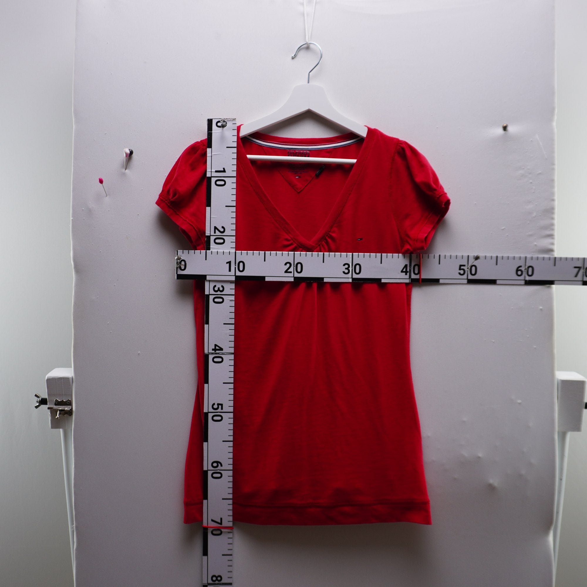 Camiseta de Manga Corta Tommy Hilfiger para Mujer Usada - Roja, L
