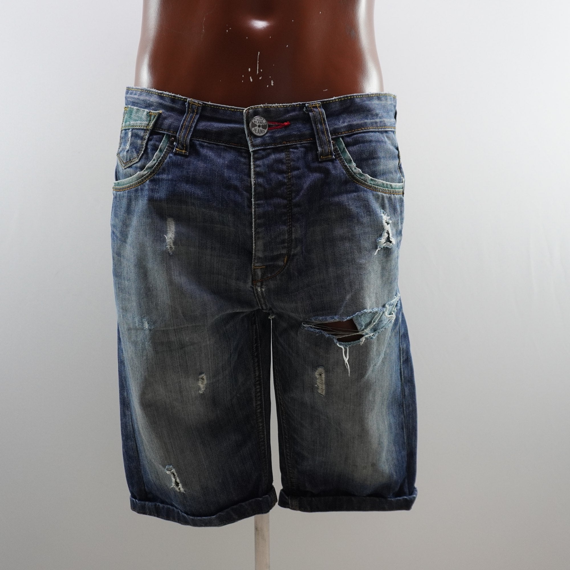 Pantalones Cortos Vaqueros Suite Blanco para Hombre Usados - Azul, M