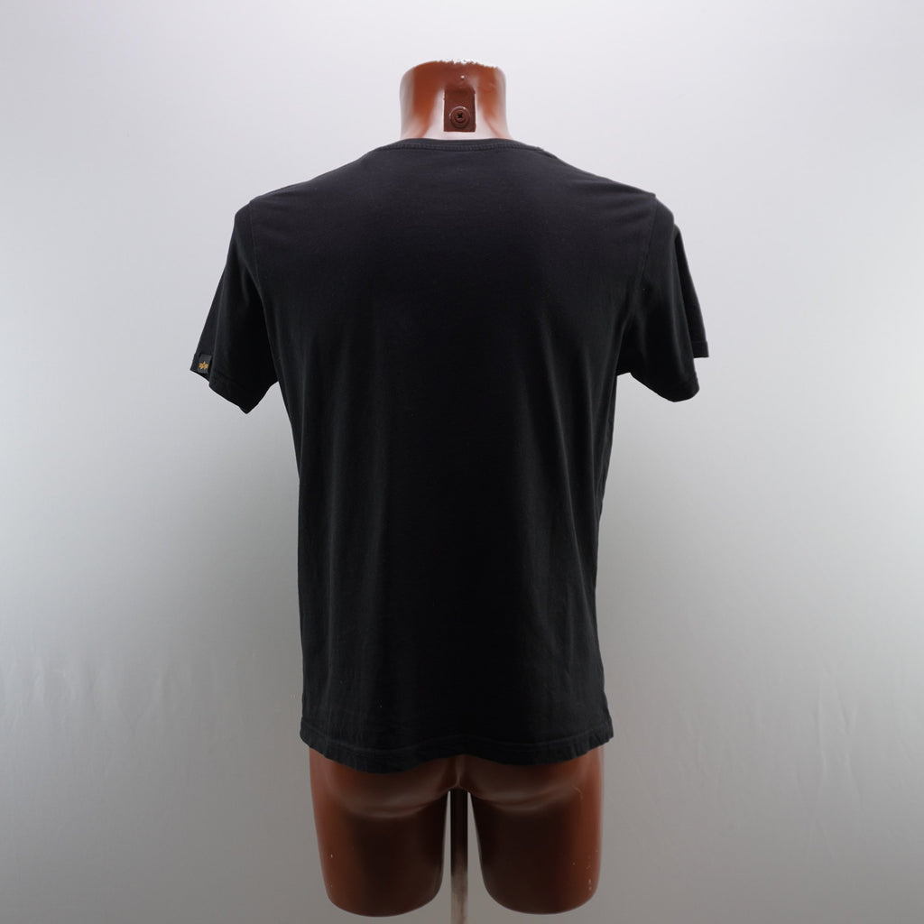 Camiseta de Manga Corta Alpha Industries para Hombre Usada - Negra, Mediana