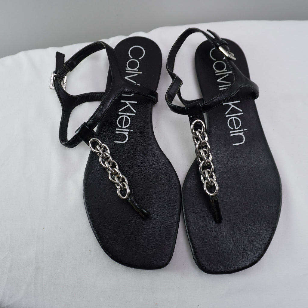 Sandalias Calvin Klein para Mujer Usadas - Negro, Talla 38