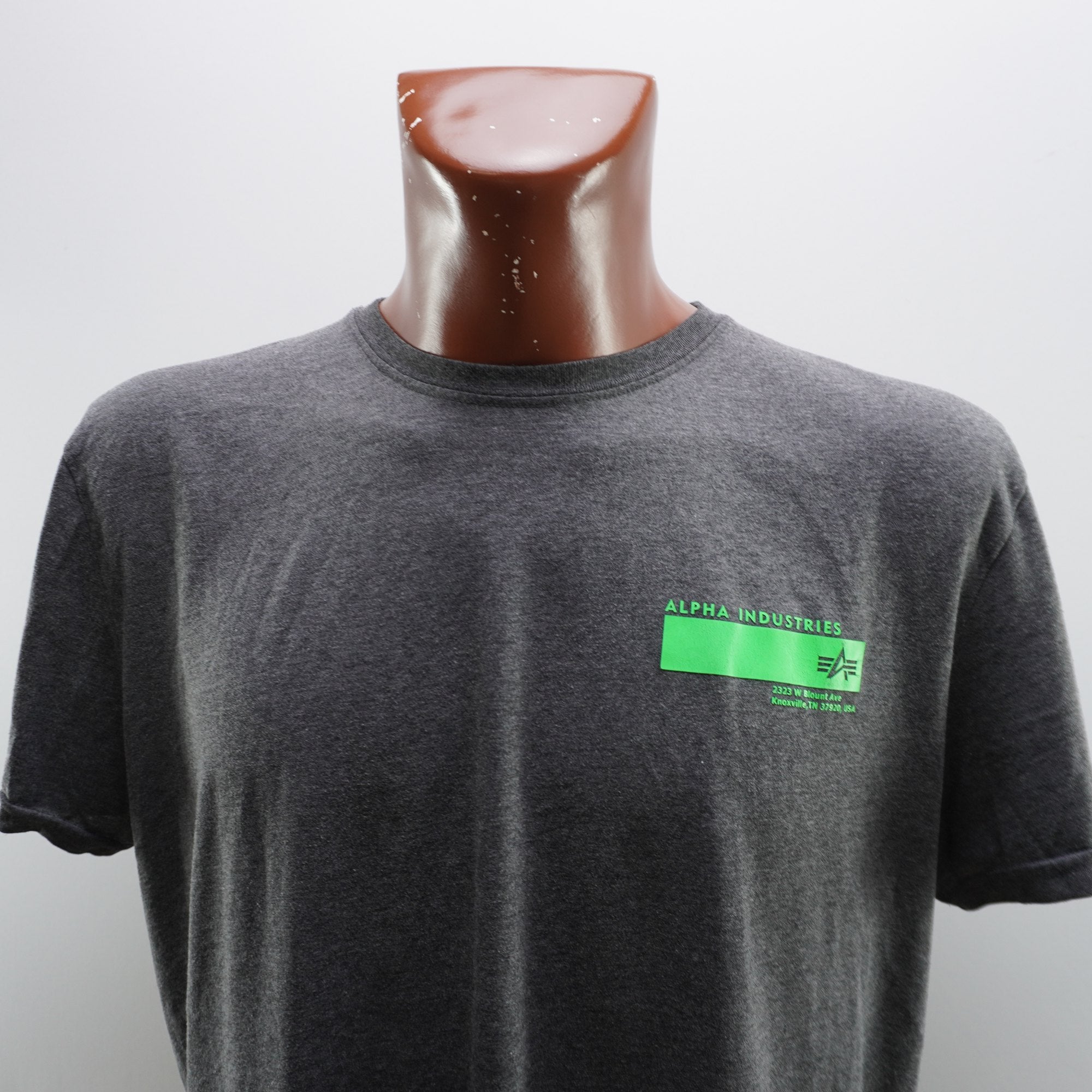 Camiseta de Manga Corta Alpha Industries para Hombre Usada - Gris, XXL