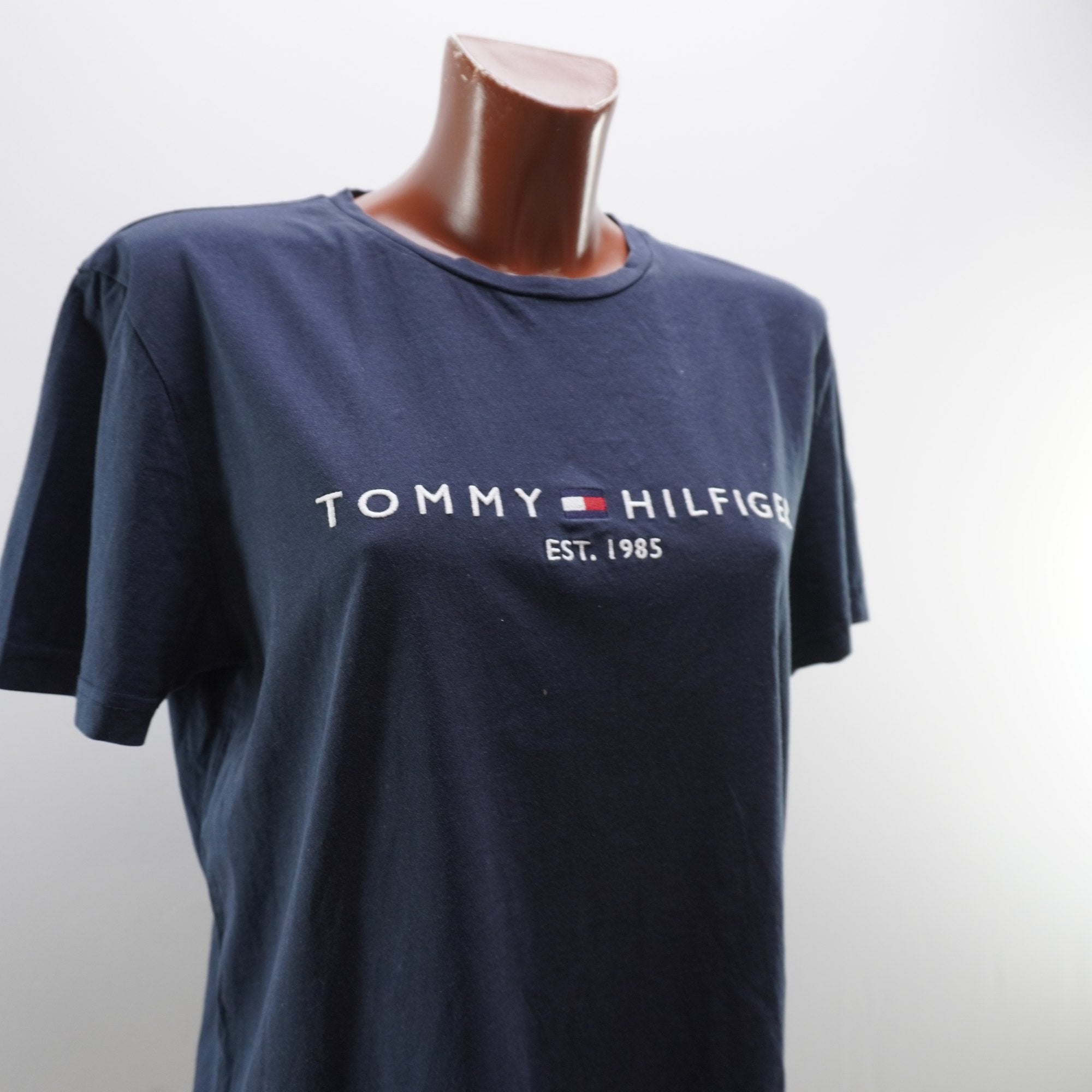 Camiseta de Manga Corta Tommy Hilfiger para Mujer Usada - Azul Marino, L