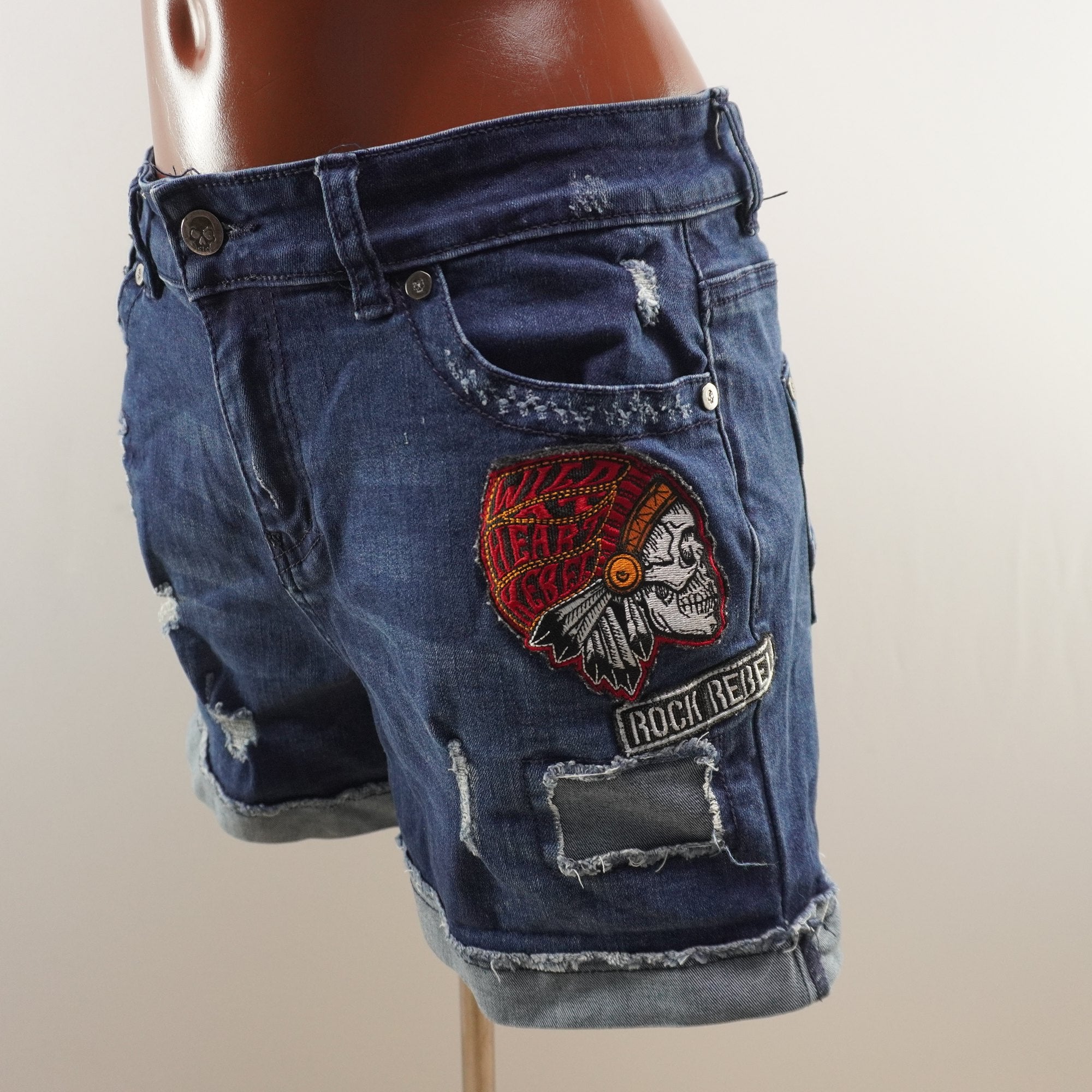 Pantalones Cortos Vaqueros Rock Rebel para Mujer Usados - Azul, L