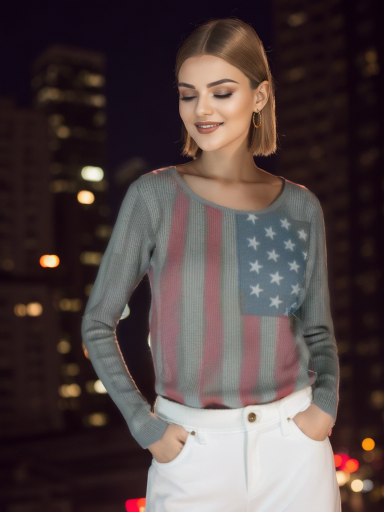 Sweat femme Miss America. Couleur : Gris. Taille : XS.