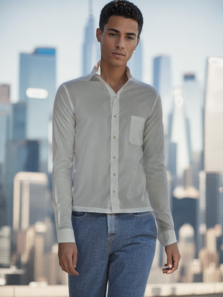 Men's Shirt Pull & Bear. Color: White. Size: XL. Condition: Used.(Very good condition)