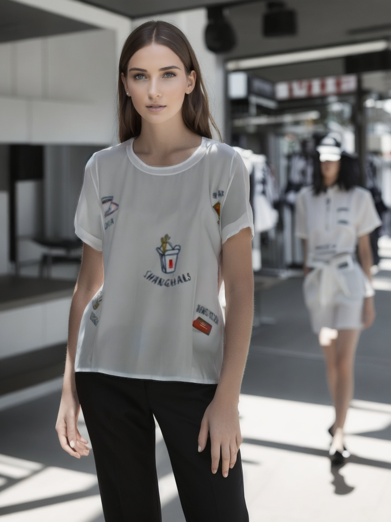 Camiseta de mujer MNG. Color blanco. Tamaño: S.