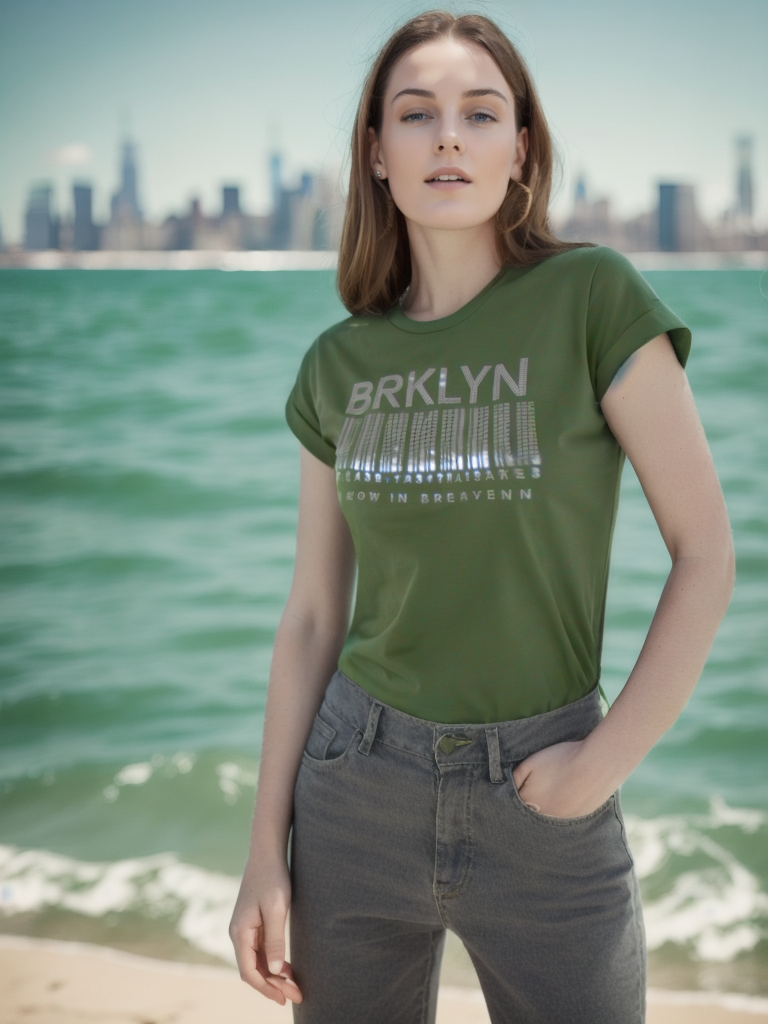 Women's T-Shirt Primark. Khaki. XS. Used. Very good condition