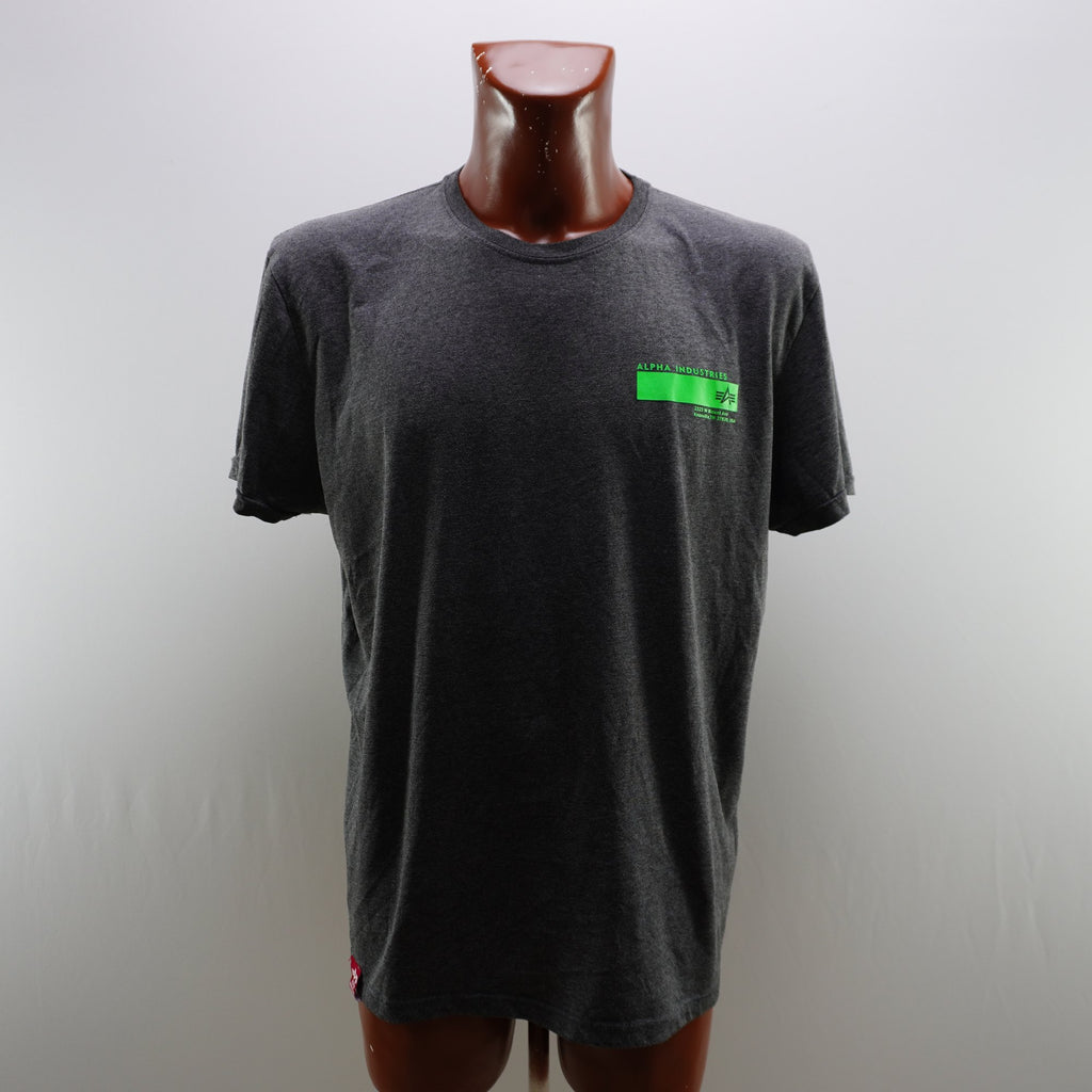 Camiseta de Manga Corta Alpha Industries para Hombre Usada - Gris, XXL