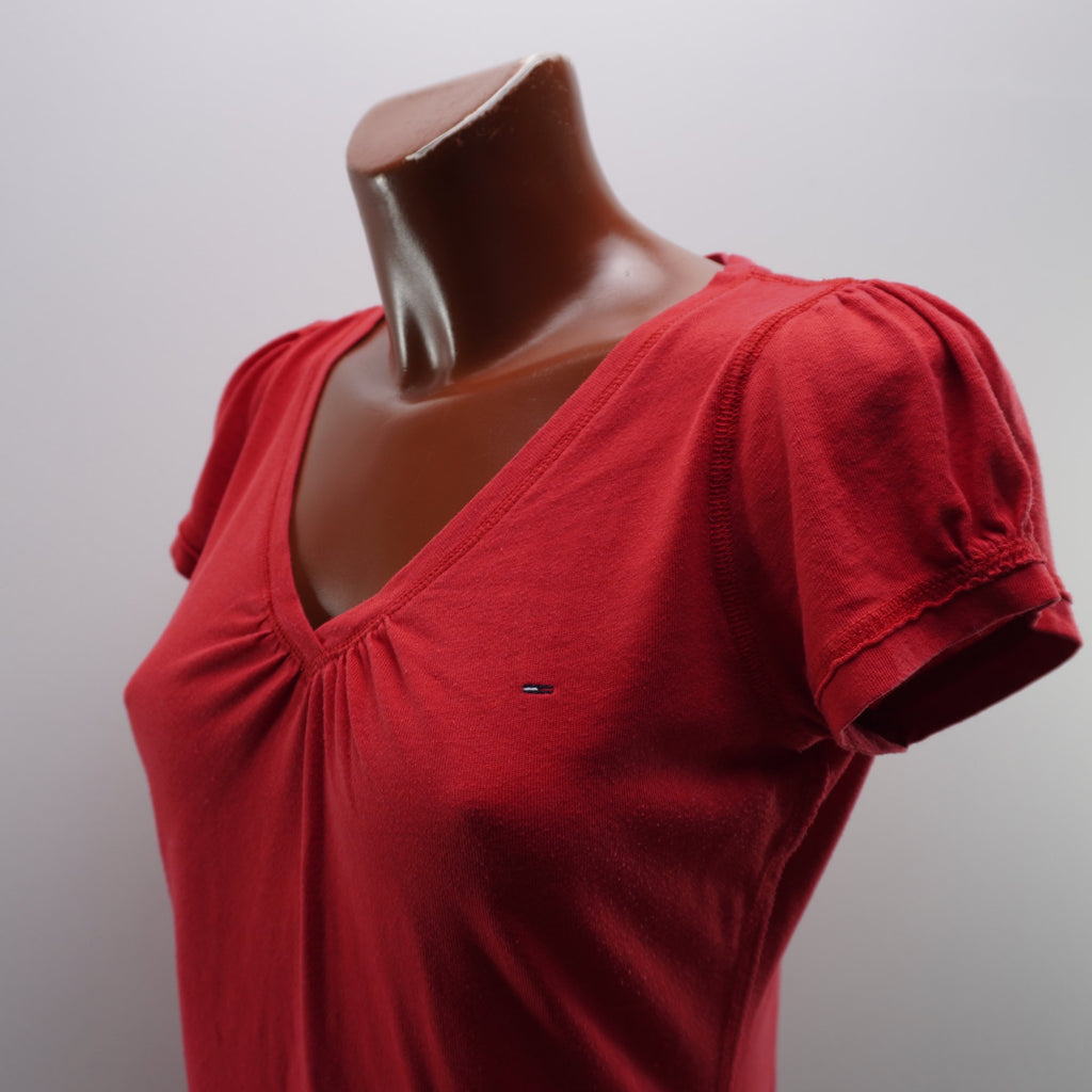 Camiseta de Manga Corta Tommy Hilfiger para Mujer Usada - Roja, L
