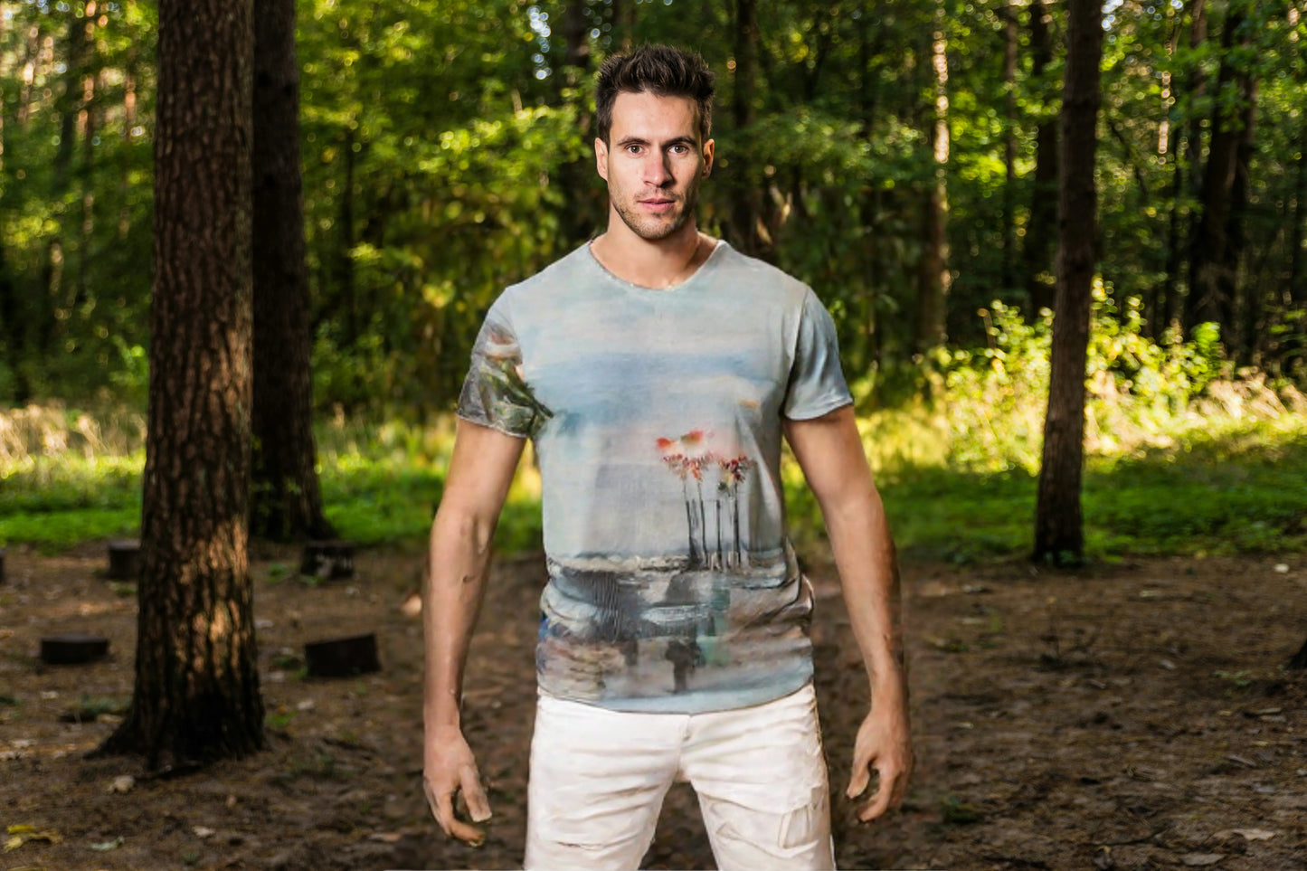 Herren-T-Shirt GUESS. Mehrfarbig. M. Gebraucht. Gut