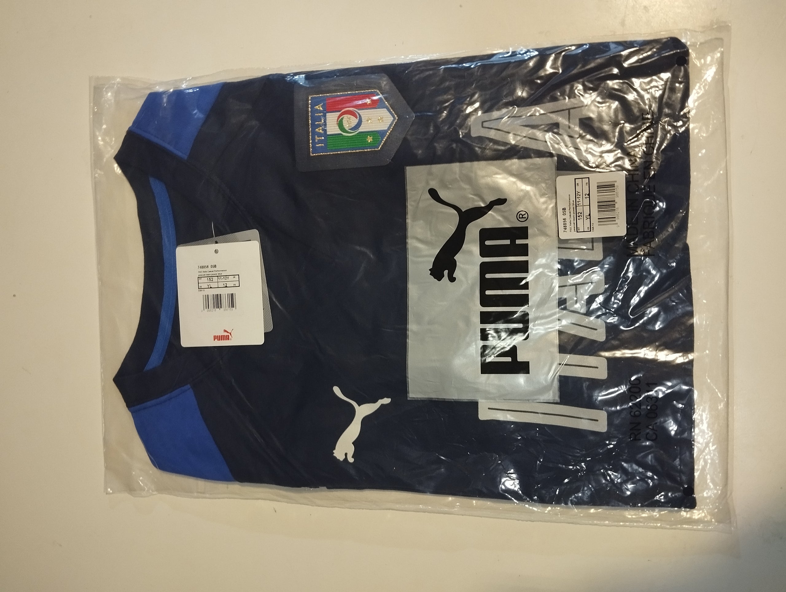 New Men's Puma Italia Shirt - Black, Size 7