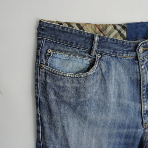 Burberry pantalón hombre azul Talla XXL detalle tela
