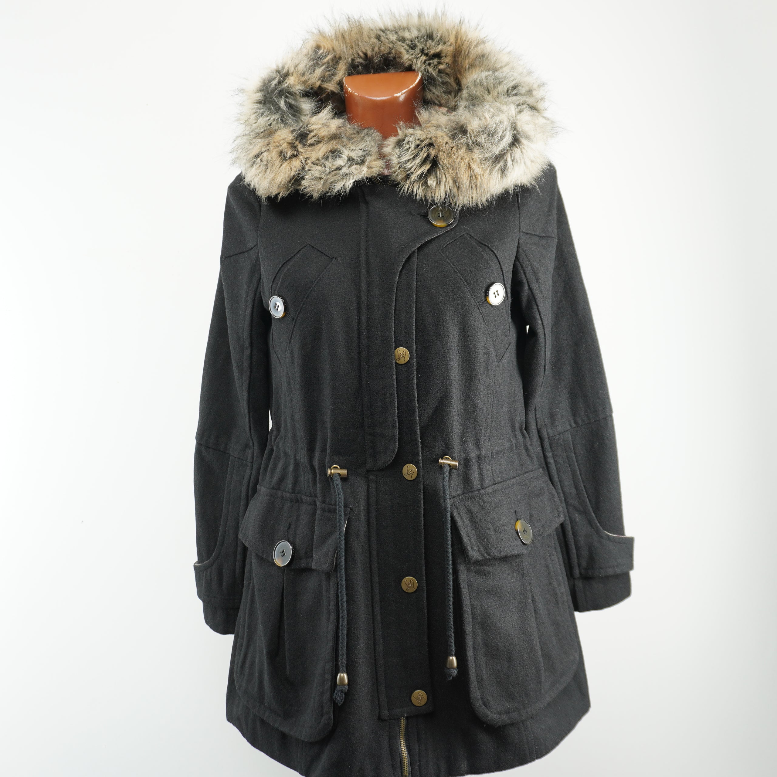 Lipsy Black Women's Parka, Size M - Very Good Condition