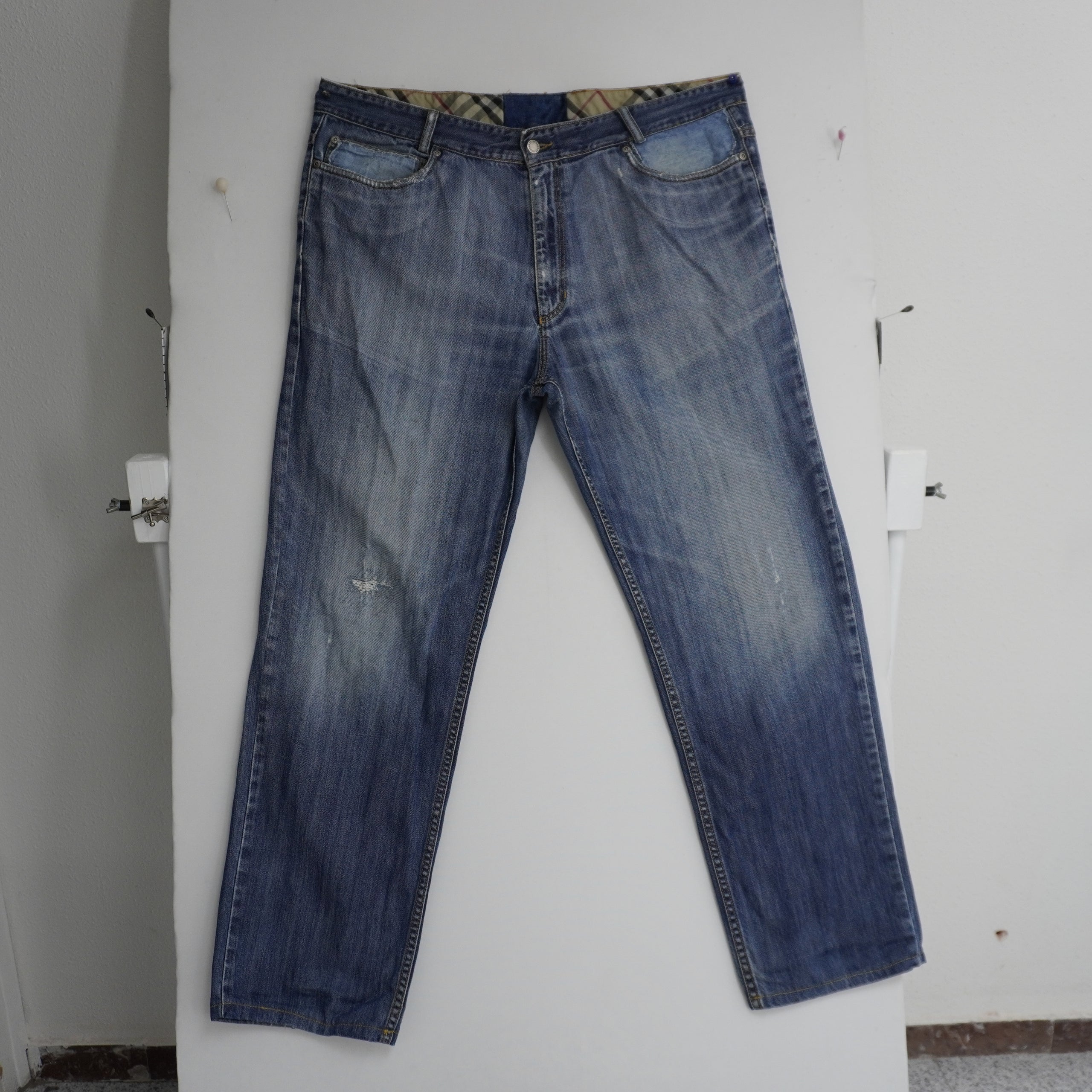 Pre-Owned Men's Burberry Pants - Blue, XXL, Good Condition