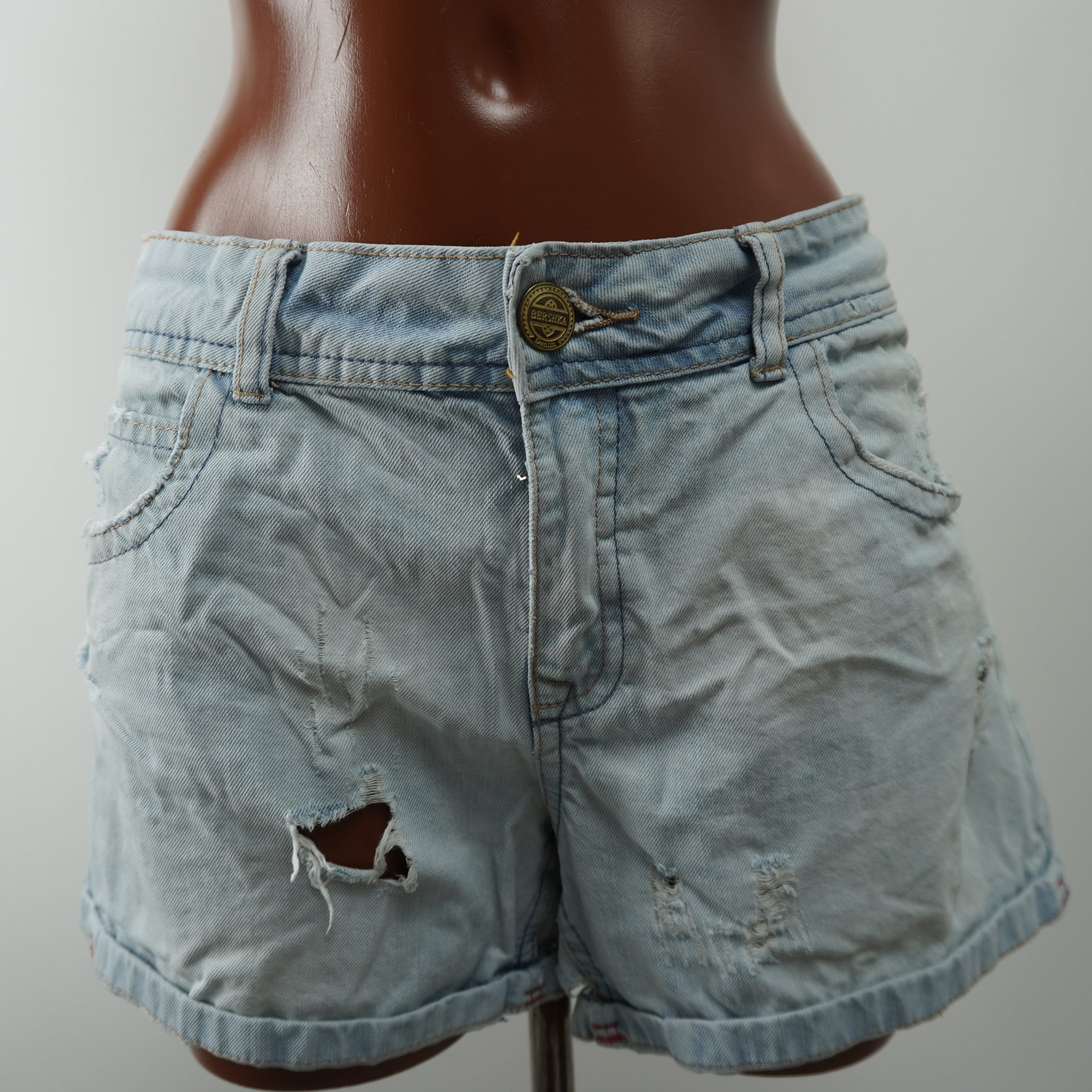 Pre-Owned Women's Bershka Blue Shorts - L, Very Good Condition