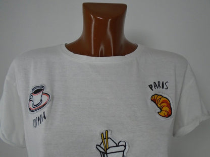 T-shirt femme MNG. Couleur blanche. Taille : S.