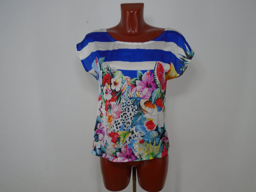 Blanco camiseta mujer multicolor Talla S detalle frontal